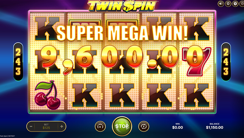 La schermata di gioco della slot Twin Spin